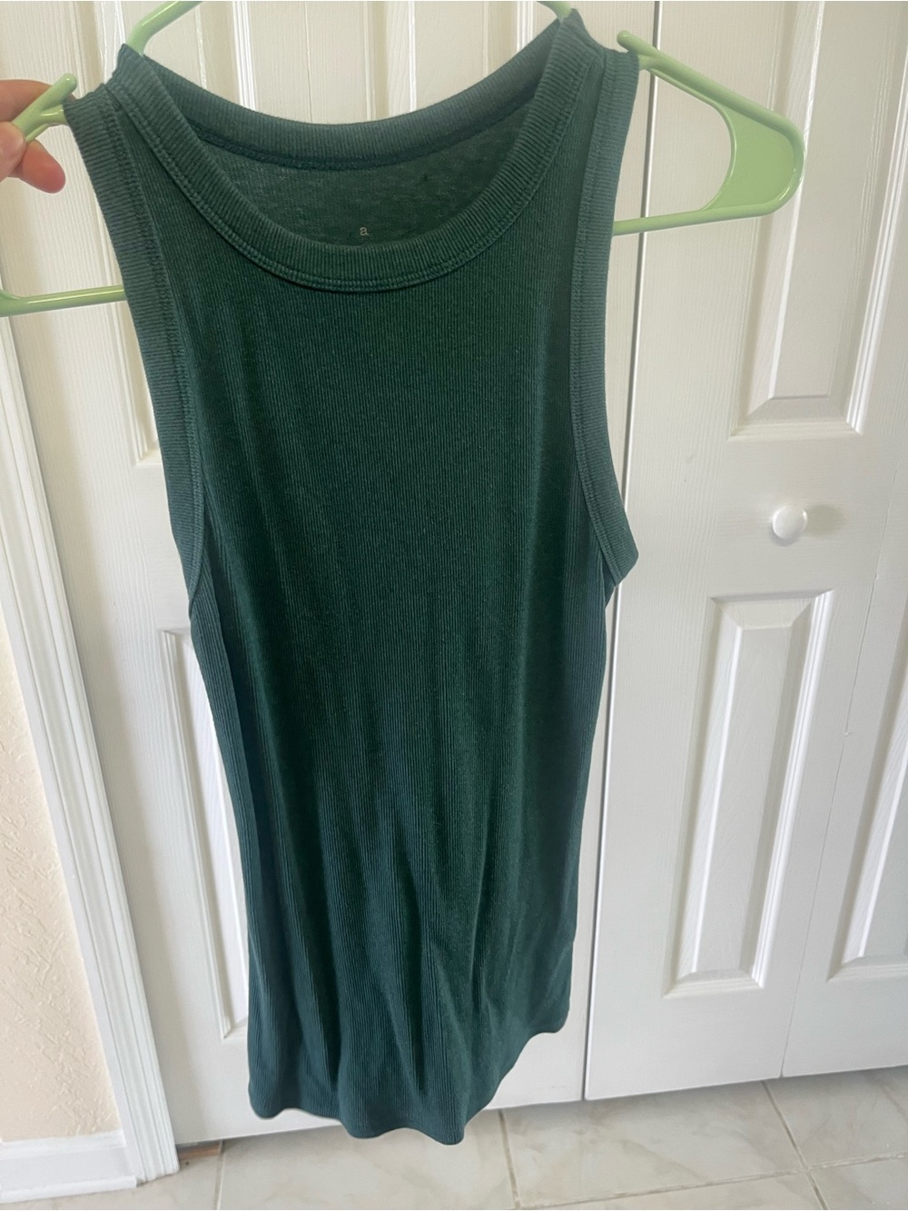 a new day Dark Green Ribbed Tank Top